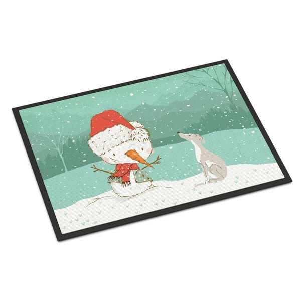 Carolines Treasures 18 x 27 in. Italian Greyhound Snowman Christmas Indoor or Outdoor Mat CK2089MAT - main